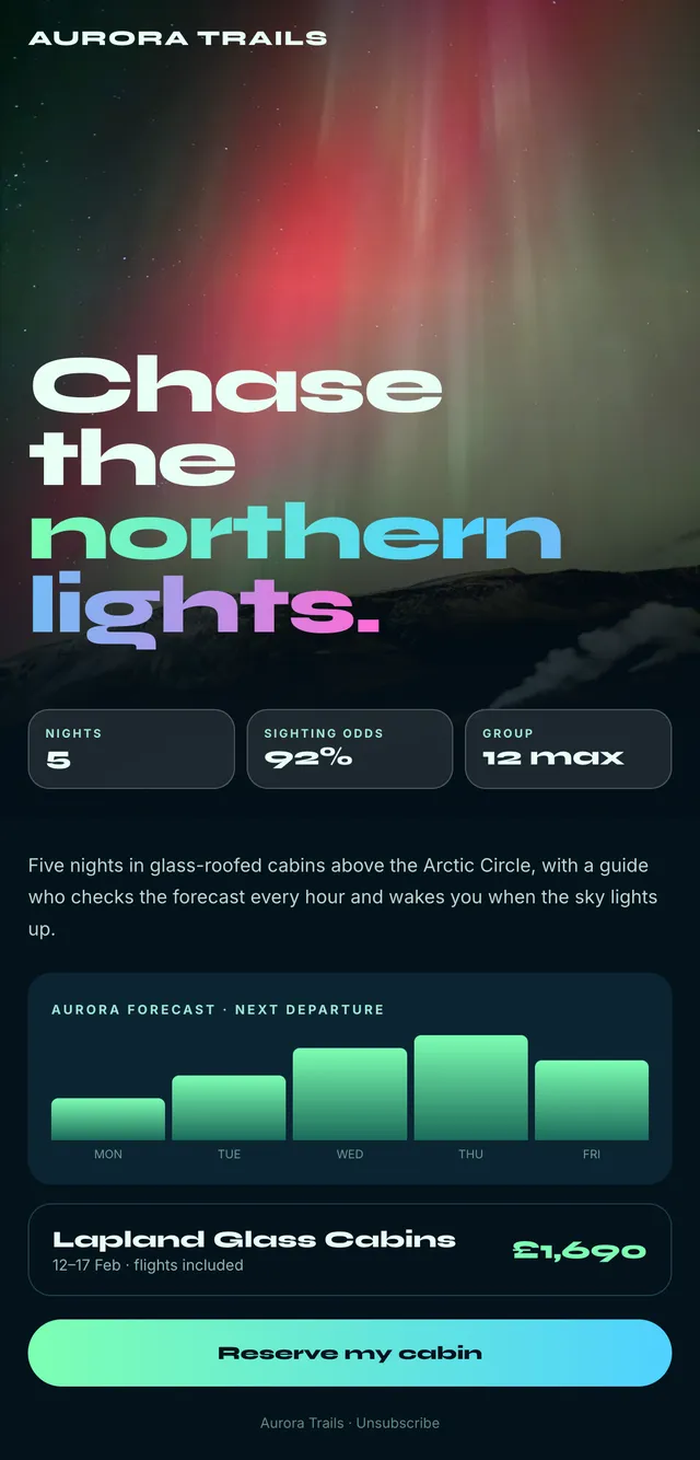 Aurora Trails email: Chase the northern lights