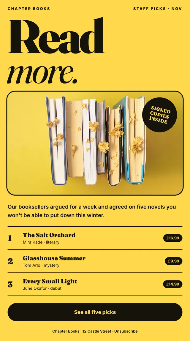 Chapter Books email: Read more