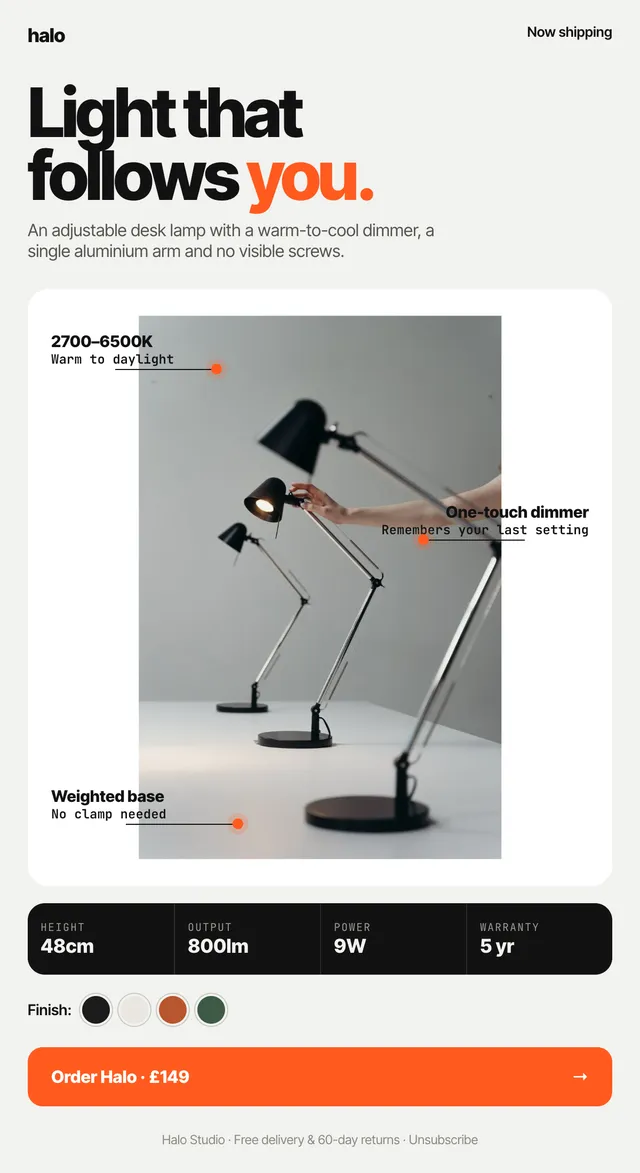 Halo email: Light that follows you