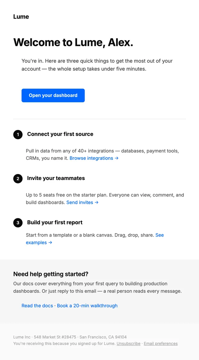 Lume email: Welcome to Lume