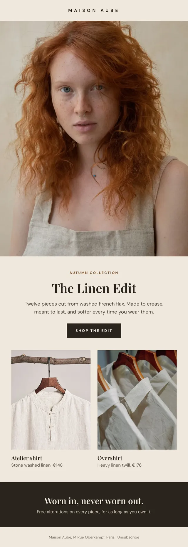 Maison Aube email: The Linen Edit is here