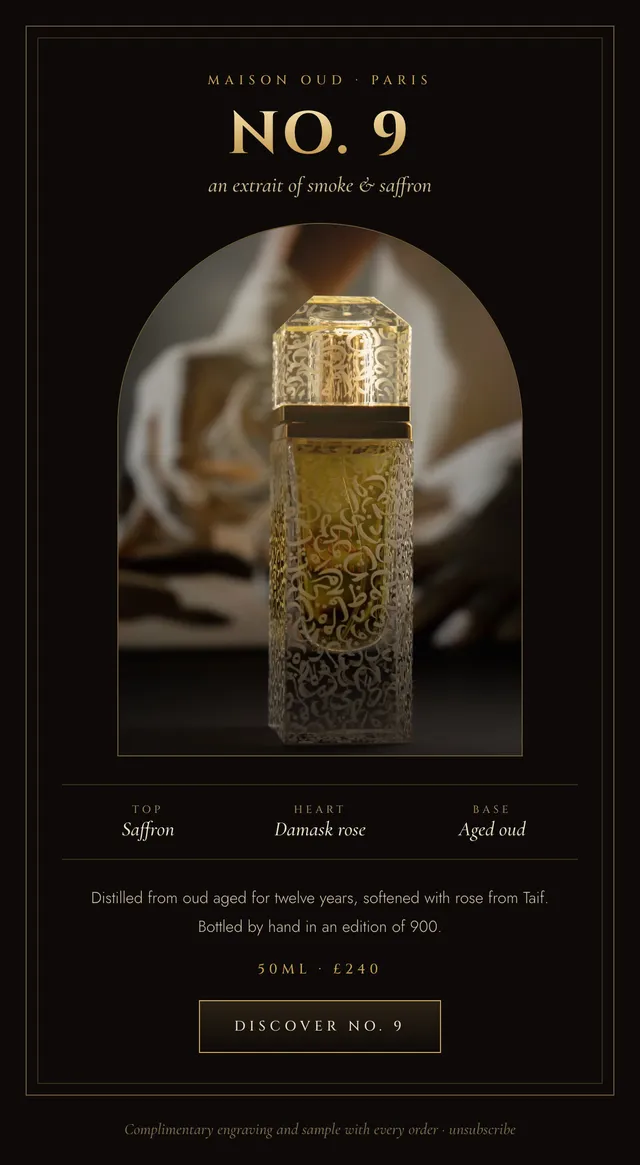 Maison Oud email: No. 9, smoke & saffron