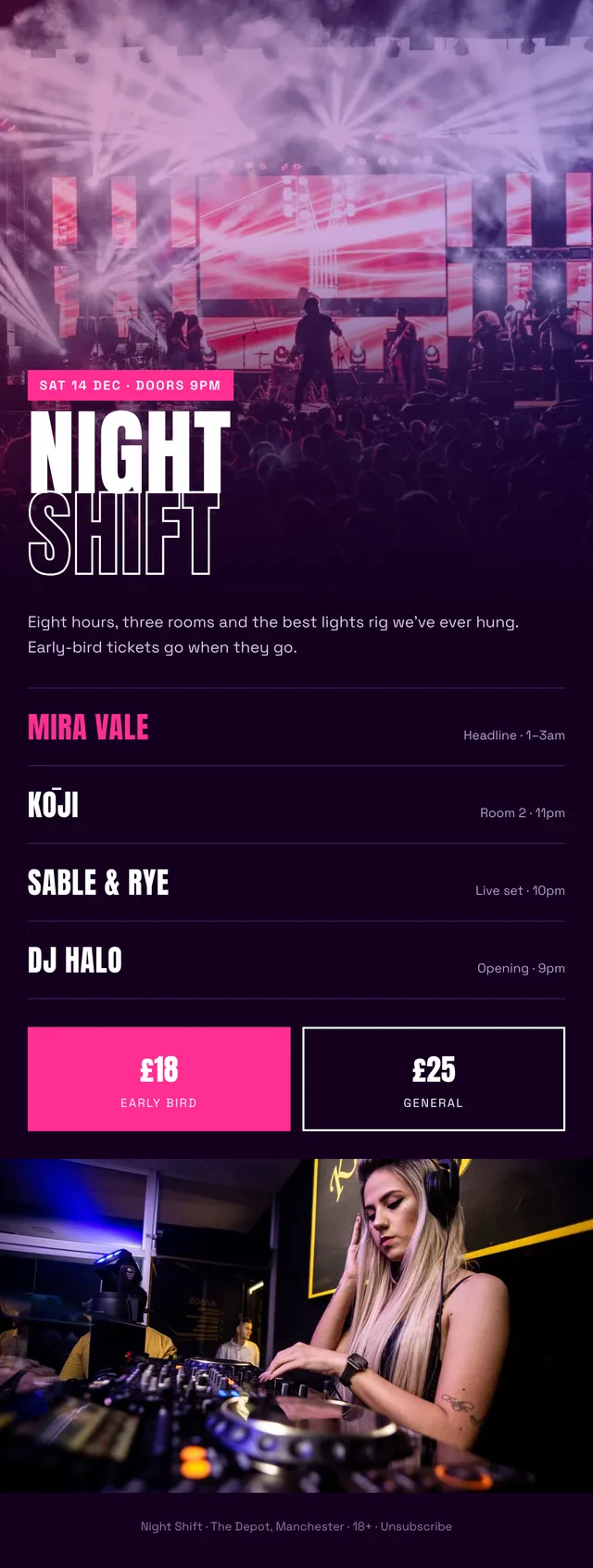Night Shift email: Night Shift, Saturday 14 December