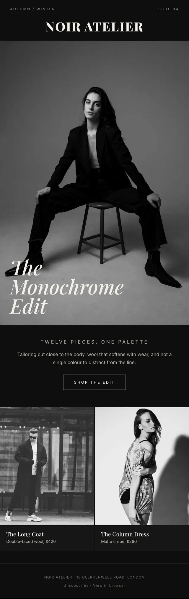 Noir Atelier email: The Monochrome Edit
