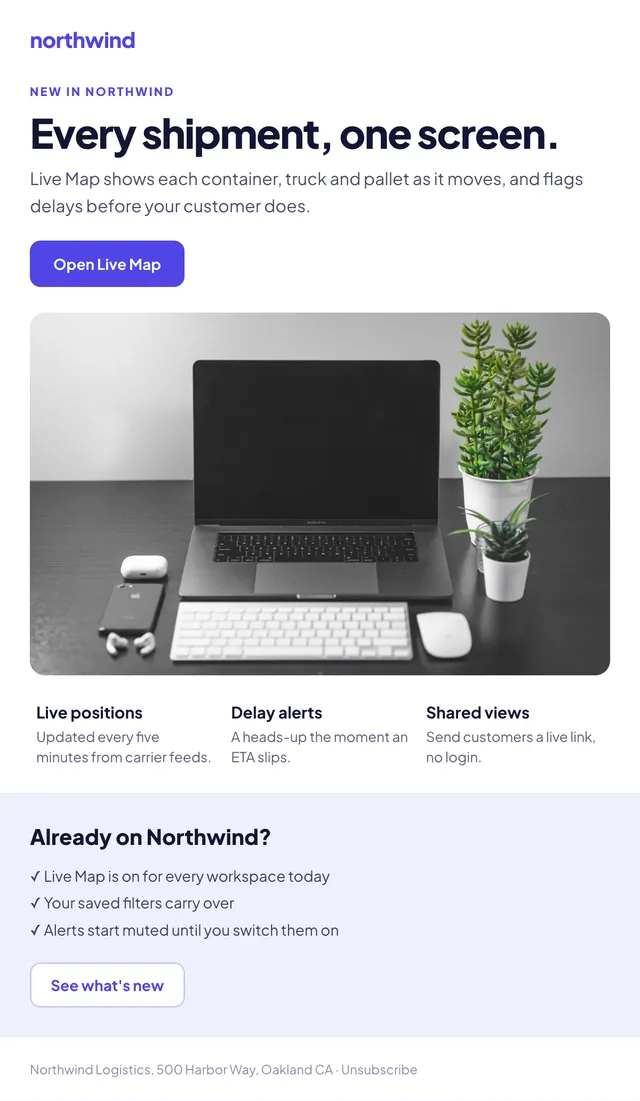 Northwind email: Every shipment, one screen