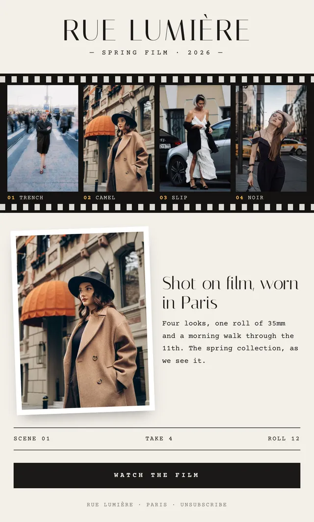 Rue Lumière email: Shot on film, worn in Paris