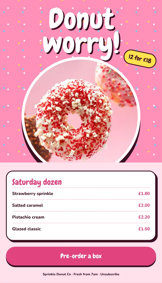 Sprinkle email: Donut worry